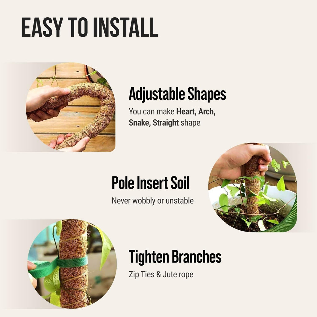Moss Pole Monstera Plant Support – 48” Bendable Moss Pole Monstera Plant Support, Plant Stakes for Indoor Plants, Tall Plant Sticks Support for Climbing Plants