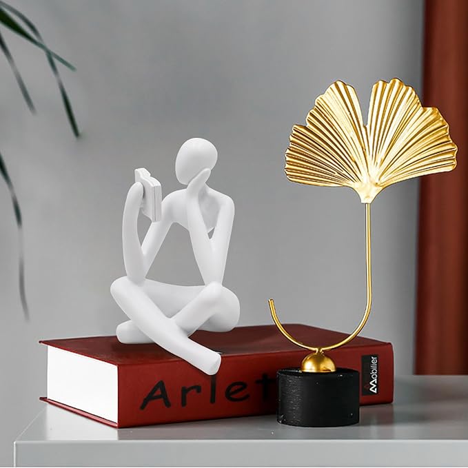 Reading Women Statue, Thinker Sculptures, Abstract Art Ornament, Modern Aesthetic Figurine Decoration, Suitable for Home Living Room Bedroom Office Shelf Table Desk Bookshelf Decor