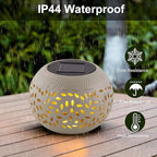 Solar Lanterns Waterproof Outdoor Decor - 1 Pack White Hollow Out Metal Solar Lights - Unique Gifts for Women Mom Wife - Outside Garden Yard Porch Indoor Tabletop Retro Decorations
