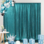 SquarePie Sequin Backdrop Curtain Not See Through Thick Glitter Background for Party 7FT x 7FT Teal