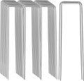 Landscape Staples 8 Inch, 25 Pack 8 Gauge Galvanized Garden Staples U-Shaped Landscape Stakes, Heavy Duty Ground Stakes for Outdoor Decorations, Weed Barrier Fabric, Irigation Tubing, Tent