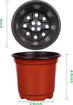 Augshy 75 Pcs 6" Plastic Plants Nursery Pot, Indoor Outdoor Seed Starting Pots