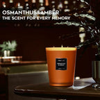 HomeLights Large Jar Candle-33.3 Oz. Natural Soy Aromatherapy Candle | Osmanthus Amber Scent | Up to 130 Hours Burn Time with 3 Cotton Wicks | Home Decorative Fragrance Candle Gift