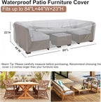 Patio Furniture Set Cover Waterproof, Mrrihand Outdoor Sectional Sofa Set Cover Heavy Duty 600D Table and Chair Set Cover 84" L× 44" W× 23" H