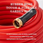 Garden Hose 100 ft x 5/8” Hot/Cold Water Hose,-50°F to 190°F,Burst 600Psi Flexible & Lightweight Upgraded Rubber Hoses,3/4” Solid Fittings for All-weather Outdoor Lawn & Garden