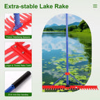 Lake Rake,Pond Weed rake,Heavy Duty Razer Rake,Large Pond Aquatic Rake-39 Wide Head with Alloy Tines , Floating Lake for Removal of Weeds Leaves & Floating Scum ,Shoreline & Beach Landscaping Tool