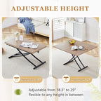 4 in 1 Folding Dining Table with Adjustable Lift Top & Wheels, Multi-Function Coffee Table to Dining Table for Apartments, Kitchens, Living Rooms, Scratch-Resistant & Easy Assembly