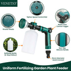 VENETIO 8-Dial Hose Attachment Spray Gun for Liquid Fertilizer/Soap | Precision Lawn & Garden Feeder for Uniform Fertilizing and Watering Plants | Hose-End Nozzle Sprayer with 16oz Bottle