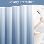 Blue Grey Shower Curtains for Bathroom, Ombre Textured Fabric Shower Curtain Set, Hotel Spa Luxury with 12 Hooks, Machine Washable, Decorative Bathroom Curtain Blue Grey 72 x 72