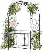 VINGLI Garden Arbor Arch, Wedding Arch Archway for Ceremony Party, Trellis for Plant Climbing, Christmas Decorations Pergola for Backyard, Lawn, Patio, Yard (Arbor with Gate)