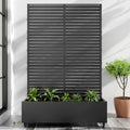 Casaphoria Metal Raised Garden Bed with Trellis and Wheels, 72"x47"x16" Planter Box for Climbing Plants, Vegetables & Vines, Features Drainage Holes and Privacy Screen (Black-Louvered)