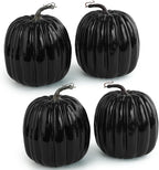 Artmag 6 Inch Large Artificial Pumpkins, 4PCS Big Black Faux Foam Harvest Pumpkins for Fall Autumn Thanksgiving Seasonal Holiday Decor