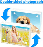 Acrylic Picture Frame 2.5 x 3.5 Clear Acrylic Business Card Frame Double Sided Frameless Magnetic Photo Frames Block Desktop Display Stand for School Office Home Decoration 20mm Thick