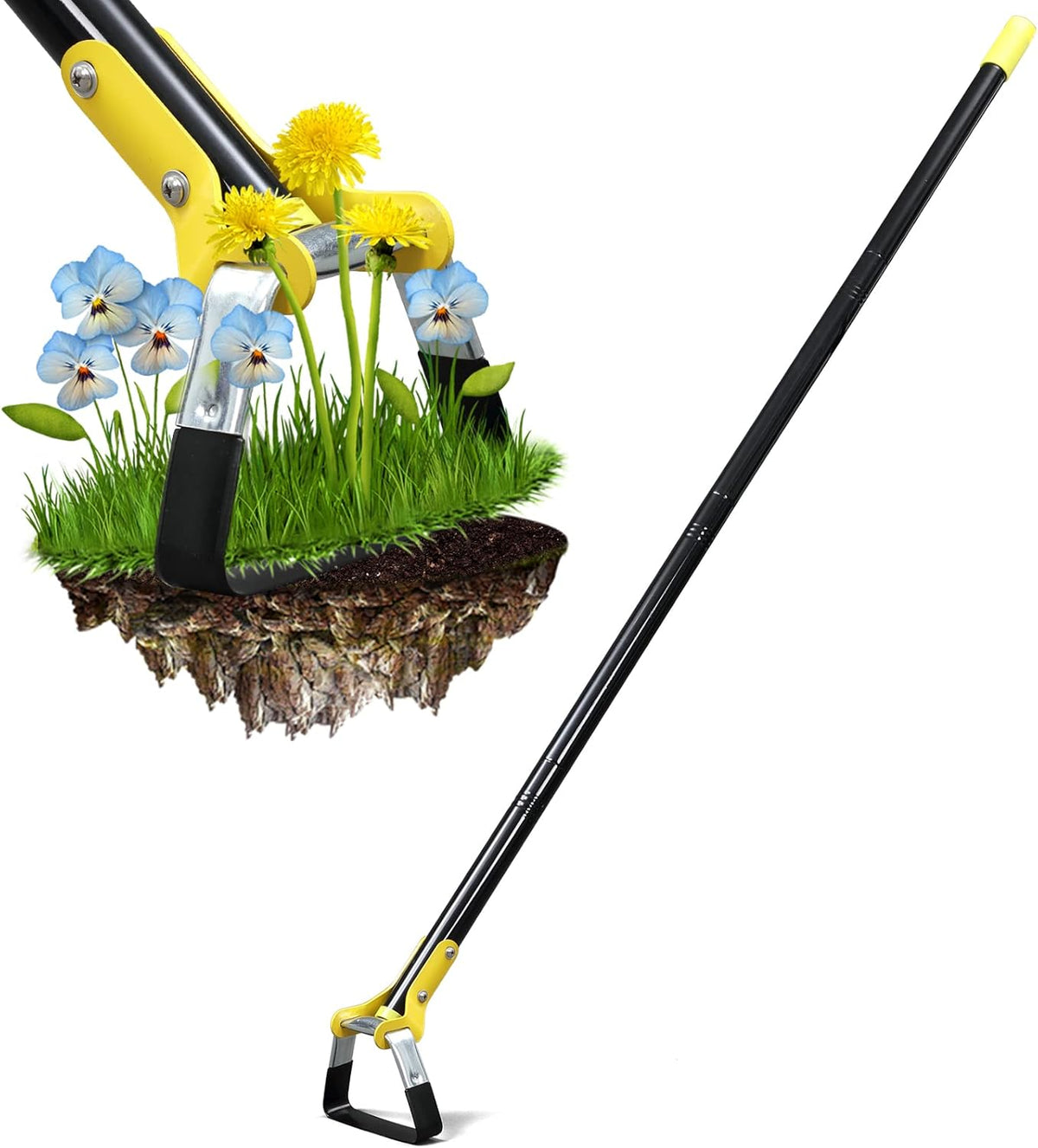 Hoe Garden Tool - Heavy Duty Hula Garden Hoe for Back-Saving Weeding,30-72 Inch Long Handle Stirrup Hoes for Weed Scraper,Scuffle Action Loop Hoe for Flower Beds,Yards,Raised Beds