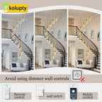 12-Lights Staircase Chandelier Gold Pendant Light Fixture for Sloped High Ceiling Raindrop Chandelier for Living Room Foyer Hallway Villa