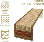 Boho Paisley Table Runner, Vintage Western Brown Dark Red Beige Flowers Leaves Print Table Runner for Kitchen Dining Table Wedding Holiday Party Decor, 13x70inch