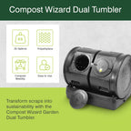 Good Ideas Compost Wizard Outdoor Garden Dual Tumbler Compost Container, Black