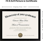 upsimples Certificate Frame with High Definition Glass, 8.5 by 11 Picture Diploma Document Frames for Wall and Tabletop, Black 5 Pack