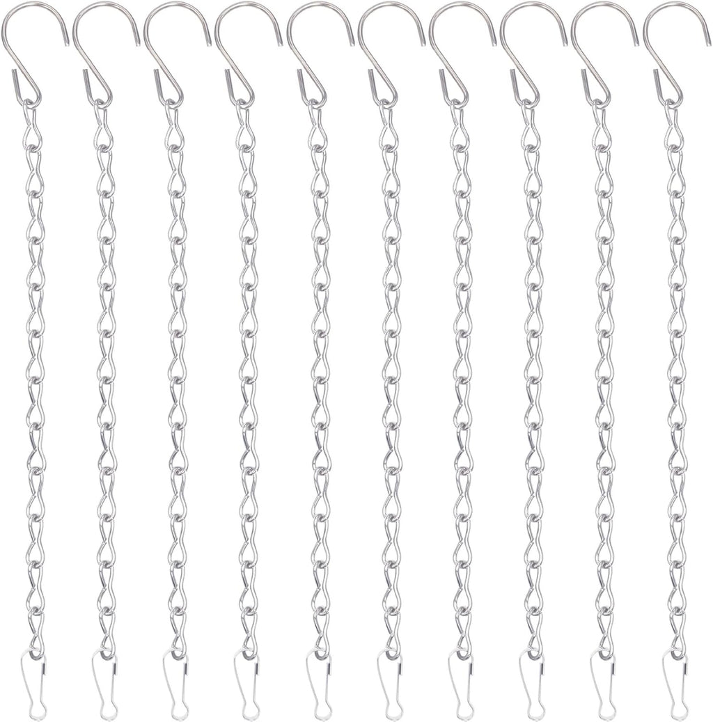 YINGFENG 10 Pack 9.5 Inch Silver Hanging Chains for Hanging Bird Feeders, Bird Houses, Planters, Baskets, Birdbaths, Lanterns, Wind Chimes, Billboards, Signs and Ornaments