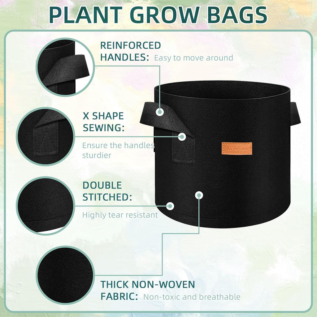 200 Pack 10 Gallons Grow Bags, Non-Woven Fabric Pots Plant Bags, Plant Grow Bags with Handles, Garden Plant Bags for Potatoes, Carrots, Tomatoes and Other Vegetable,Fruits