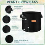 200 Pack 10 Gallons Grow Bags, Non-Woven Fabric Pots Plant Bags, Plant Grow Bags with Handles, Garden Plant Bags for Potatoes, Carrots, Tomatoes and Other Vegetable,Fruits