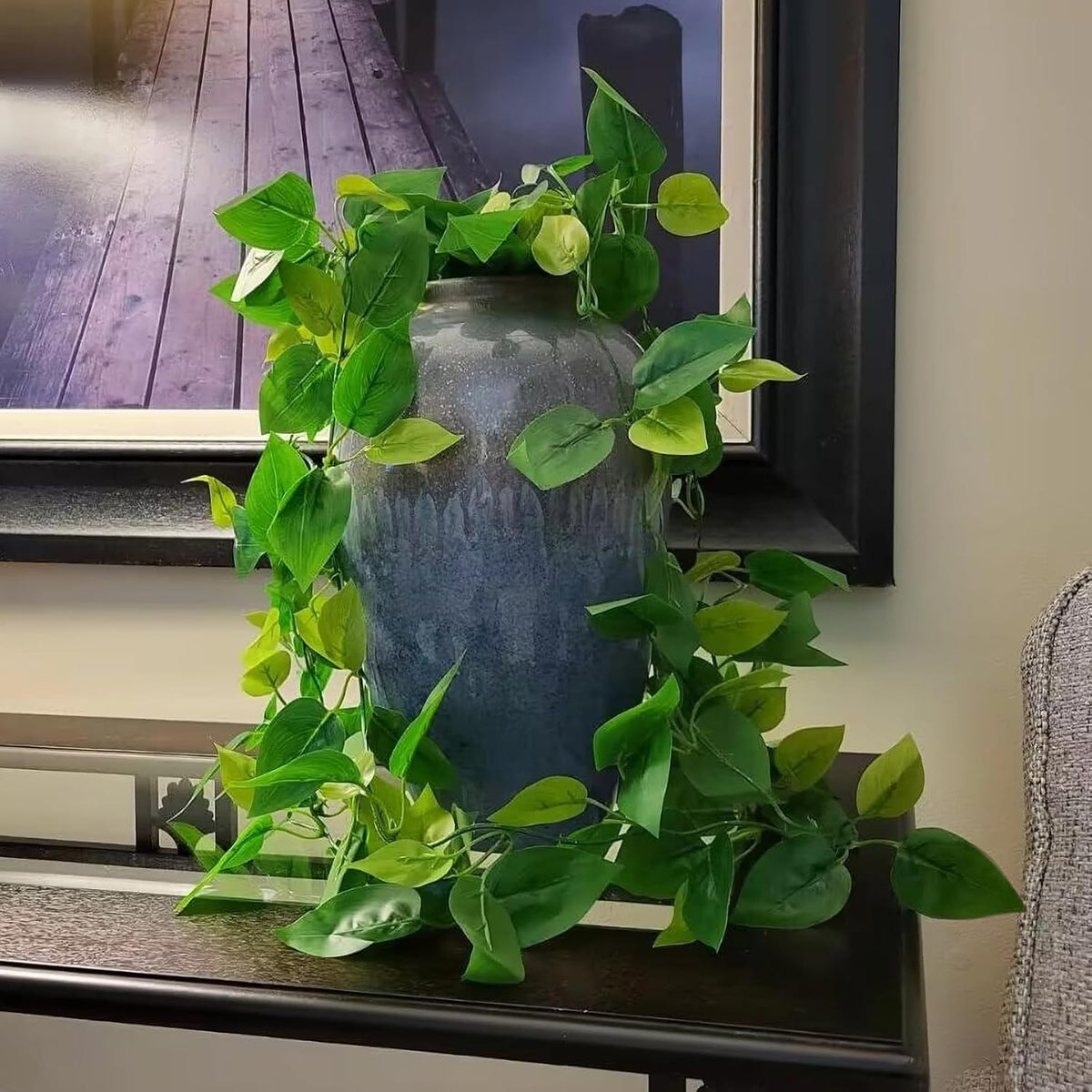 BLEUM CADE Fake Hanging Plants, 4pcs Artificial Hanging Plant, Faux Pothos Vines Hanging Plant Greenery for Wall Home Living Room Indoor Outdoor Decor (No Baskets)