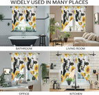 Retro Farmhouse Floral Swag Valances for Windows, Yellow Sunflowers Cows Butterfly Wood Rod Pocket Kitchen Curtains Valance, Small Window Curtains Swag for Cafe Living Room, 2 Panels, 36x36 inch