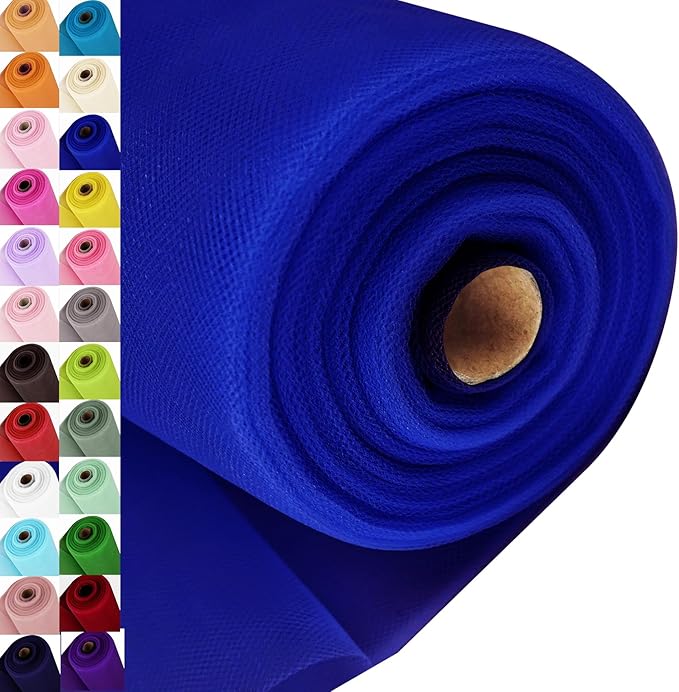 Royal Blue Tulle Fabric Roll Spool Bolt (54 Inch by 40 Yards) Large Tulle Wedding Party Decoration, Tutu Skirt, Table Runner, Gift Wrapping, Bridal Shower, Soft & Drape (Royal Blue)
