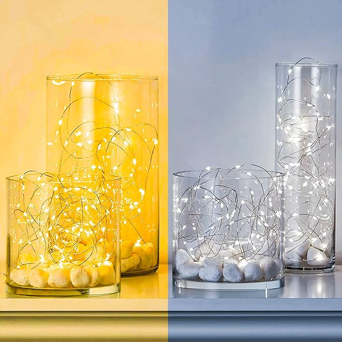 16 Pack 30 Led Fairy Lights Battery Operated String 10 Feet Waterproof Twinkle Mason Jar Silver Wire Firefly for Christmas Party W+wt