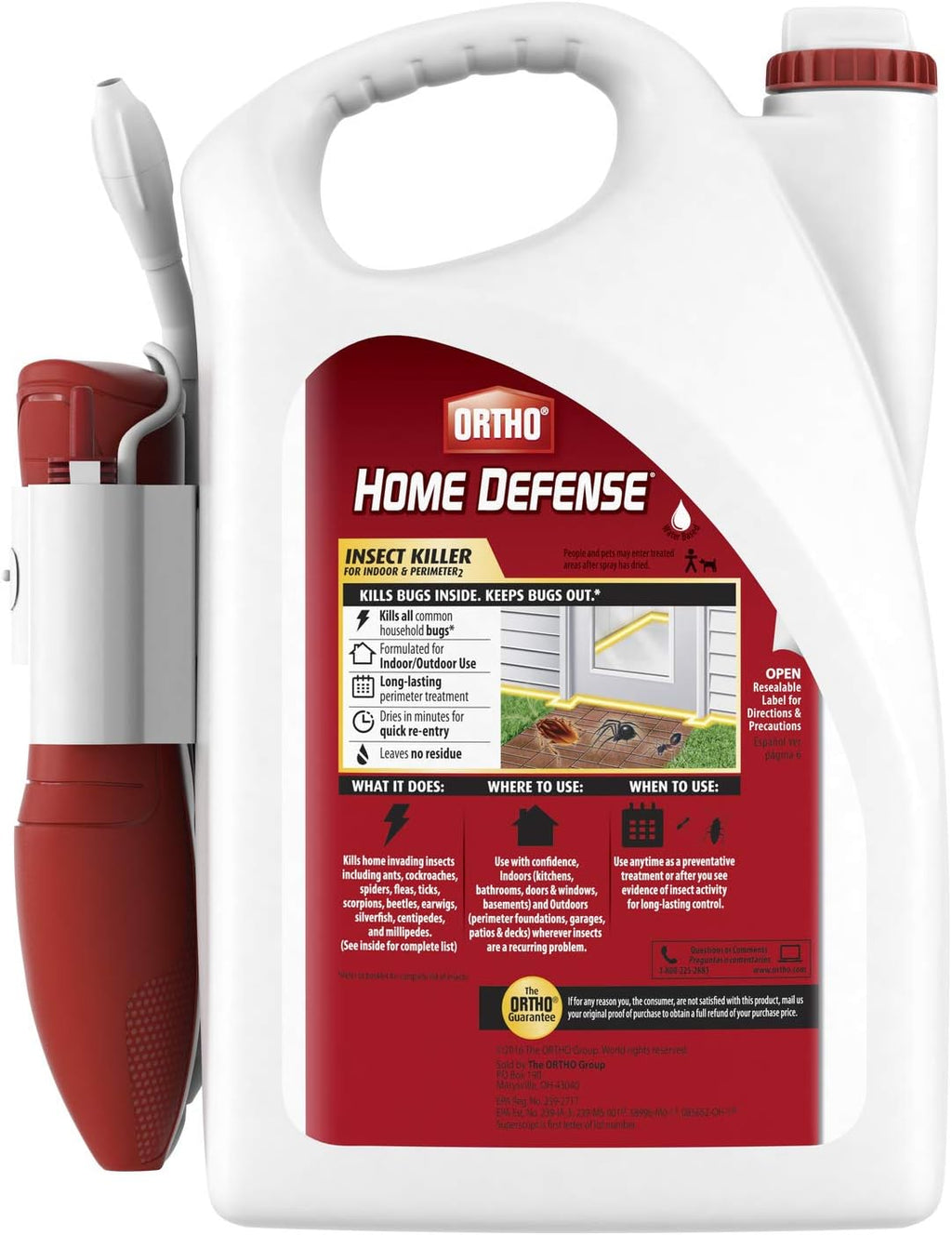 Ortho Home Defense Insect Killer for Indoor and Perimeter2 with Comfort Wand, Controls Ants, Roaches, Spiders and More, 1.33 gal
