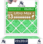 MervKing 20x20x2 Air Filter Actual Size: 19.7" x 19.7" x 1.75" MERV 13 MPR 1500-1900 | MADE IN USA | 4-Pack | Pleated HVAC AC Furnace Replacement