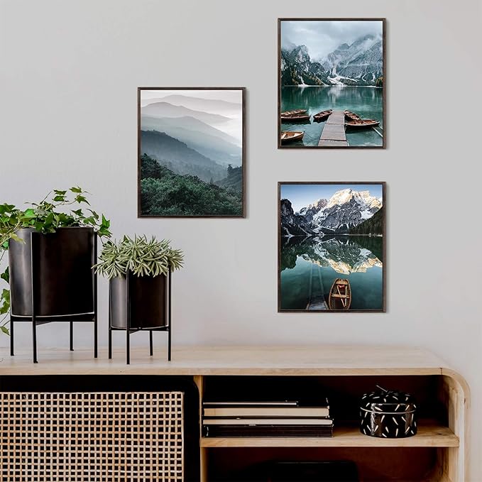 HoozGee Photography Art Prints Travel Natural Landscape Set of 6 Mountain Boat Canvas Poster Print Wall Art Pictures Beautiful Living Room Decor Home Decor (11"x14" UNFRAMED)