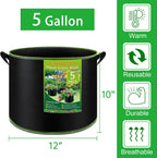 NACHLYNN 5-Pack 5 Gallon Grow Bags Heavy Duty Aeration Fabric Pots with Handles Thickened Nonwoven Fabric Pots Plant or Fruits Flowers Plant for Gardening