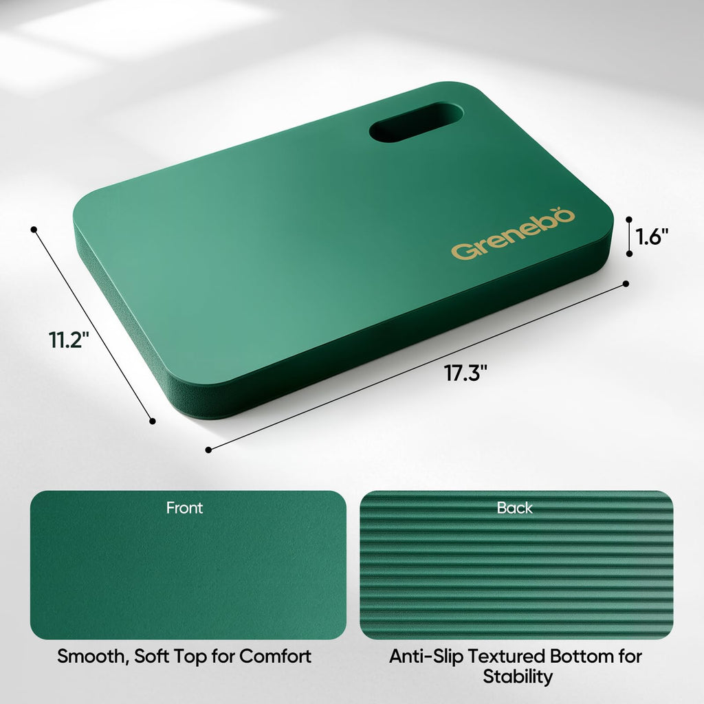 Grenebo 2-Pack Kneeling Pads, Extra Thick NBR, 17.3 x 11 x 1.6 in, Green