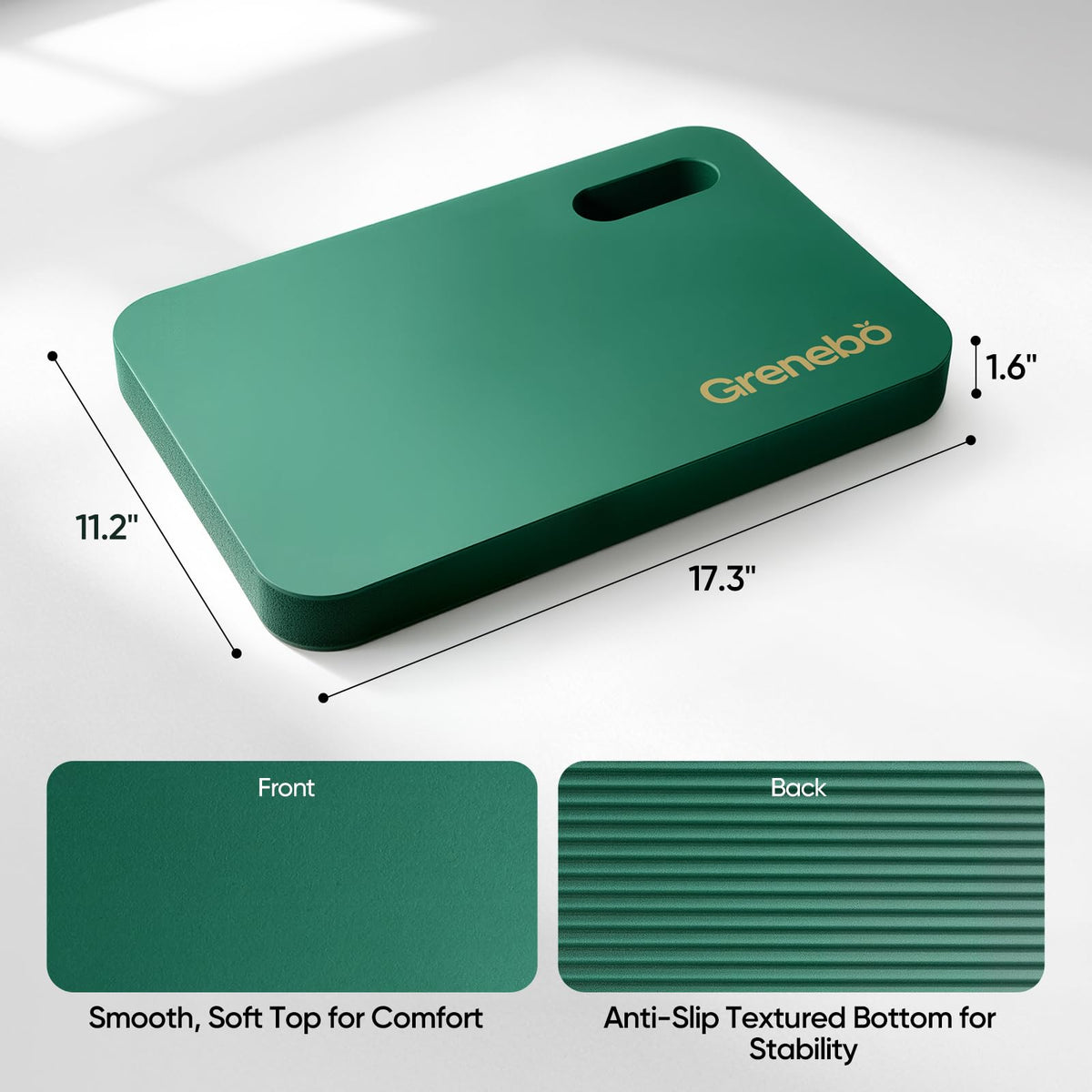 Grenebo 1-Pack Kneeling Pads, Extra Thick, 17.3 x 11 x 1.6 in, Green
