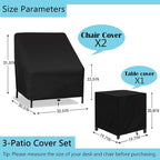 Patio Furniture Chair Covers Set, 3PCS Outdoor Garden Furniture Sofa Cover with 420D Durable Waterproof, Fit for Outdoor Wicker/Rattan Chair Conversation Sets