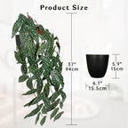 Large Fake Hanging Plants in Pot with Hook, 37" Artificial Hanging Begonia Vines Plants, Fake Potted Tropical Plants for Room Wall Living Room Bathroom Kitchen, Big Faux Ivy Houseplants for Shelf