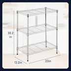 PayLessHere Shelf Shelving Pantry Storage Cabinet Heavy Duty 3 Tier Metal Storage Shelf 450 lbs Total Capacity NSF Certified Space Saving Design Adjustable Feet Easy Assembly (Chrome)