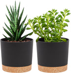 QCQHDU 5 inch Plant Pot, 2 Pack Planters for Indoor Plants with Drainage Holes & Saucer, Outdoor Flower Pots Home Garden Modern Decor