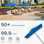 6.5' x 10' Rectangular Patio Umbrella Large Outdoor Market Umbrella w/UV Protection, Push Button Tilt and Crank Lift, Rectangle Table Umbrella for Garden, Deck, Pool, Patio, Royal Blue