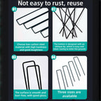 8 inch 20 Pack Black Galvanized Landscape Staples 11 Gauge Garden Stakes Pins Anti-Rust Ground Stakes U-Shaped Tent Stakes are Used for Weed Barrier, Irrigation Tubing, Yard Lawn, Landscape Fabric