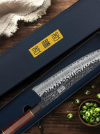 9 Inch Kiritsuke Chef Knife, Japanese Hand Forged 9 Layers 10Cr15CoMoV High Carbon Steel Kitchen Knife, Professional Chef's Knife with Ergonomic Rosewood Handle