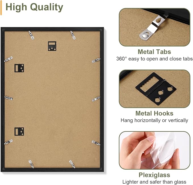 Vittanly 14x20 Collage Picture Frame, Displays 9Pcs 4x6 Pictures with Mat, Picture Frames Collage Wall Decor for Horizontal or Vertical Display, Black, 1 Pack