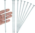 8 Inch Galvanized Spiral Landscape Spikes, Solid Metal Garden Stakes Edging Anchoring for Paver Edging, Weed Barrier, Artificial Turf, Garden Plants, Silver Bright Spikes (100)