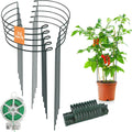 32 inch Plant Support Stakes, 10 Pack Half Round Metal Garden Plant Stake Heavy-Duty Plant Support Ring and Cage with Plant Clip & Twist Tie for Indoor and Outdoor Plants, Vegetable, Flowers