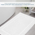 DAN RIVER Classic Bath Mat - White, 100% Ring Spun Cotton, Pack of 2, 21x34 inches, 800 GSM, Non-Slip, Absorbent, Quick Drying, Machine Washable Bathroom Floor Mats for Shower, Kitchen & Bath