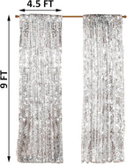 9FTx9FT Silver Big Sequin Backdrop Curtains Panels Drapes Home Party Supplies Sequin Background for Parties Shimmer Wall Backdrop Cloth and Thanksgiving Christmas