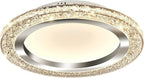 UOFUS 32W LED Flush Mount Ceiling Light Chrome 15.7inch Modern Round Ceiling Light Fixture 3000K-6000K Super Bright Circle Ceiling Lamp for Bedroom Kitchen Dining Room Entryway Hallway Foyer