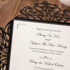 Hosmsua 6.3 x 6.3 Inch 50PCS Black Laser Cut Hollow Lace Rose Invitation Cards with Envelopes Wedding Invitations for Engagement Wedding Invite (Black, 50PCS Blank)