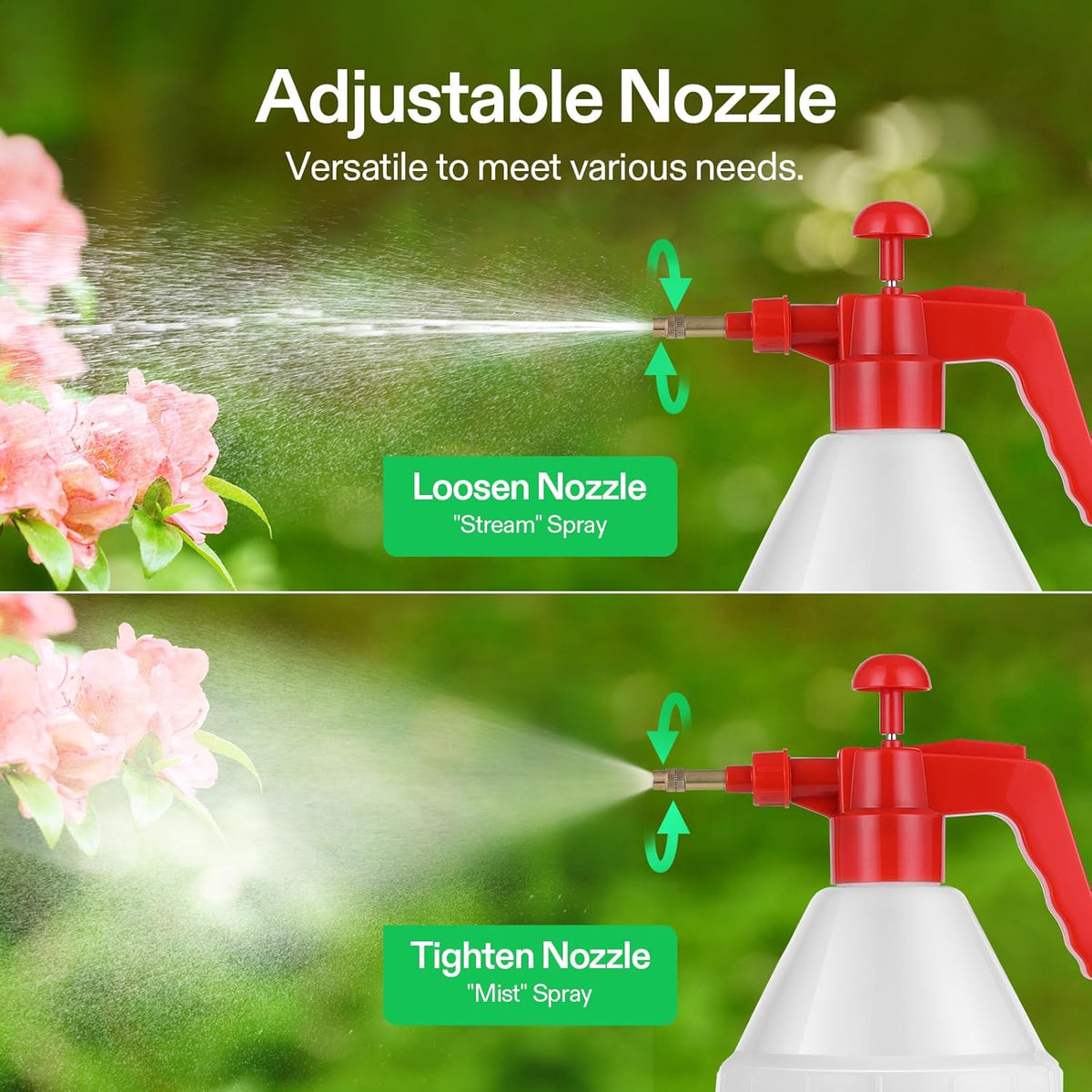 VIVOSUN 27oz Pump Sprayer, Handheld Garden Water Sprayer Bottle with Adjustable Brass Nozzle, for Spraying Plants, Flowers, Weeds and Cleaning, Red